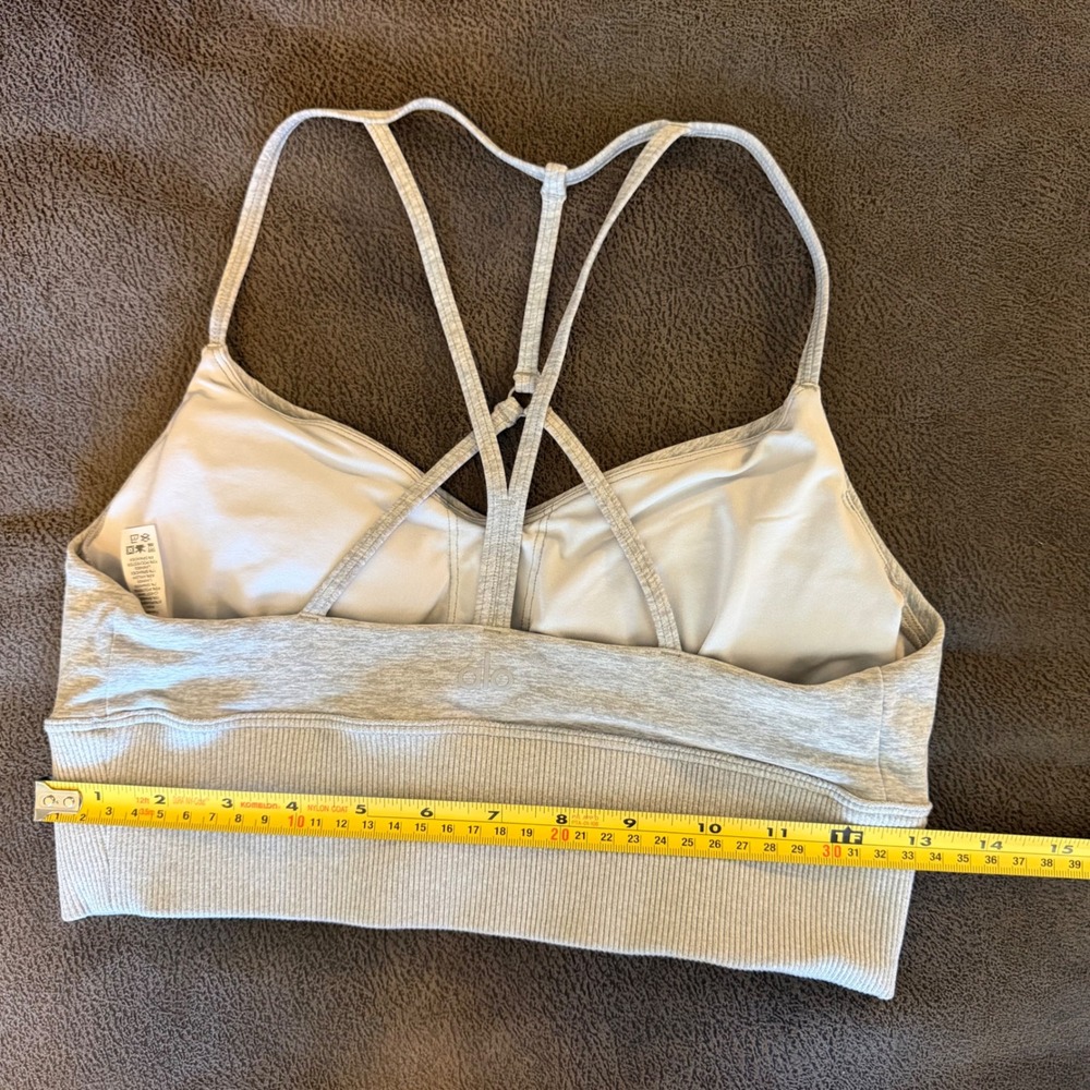 Alo Yoga Wild Thing Bra Dove Grey Heather Ribbed Strappy Sports Bra Medium - Picture 3 of 6
